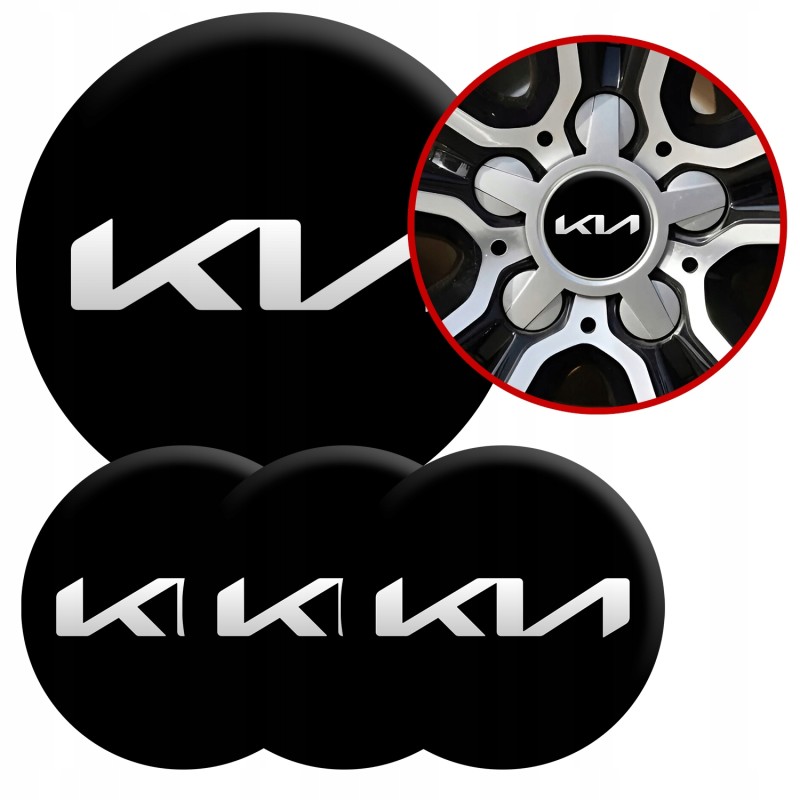 4 Emblematy Dekielki na Felgi Kołpaki Koła KIA KOMPLET TOP 60mm