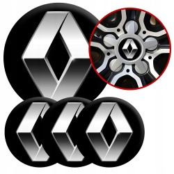 4 Emblematy Dekielki na Felgi Kołpaki Koła RENAULT KOMPLET TOP 53mm