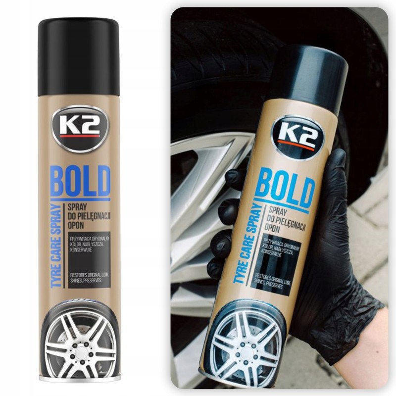SPRAY Preparat do Pielęgnacji i Nabłyszczania Opon Czernidło K2 BOLD 600ml SPRAY Preparat do Pielęgnacji i Nabłyszczania Opon Czernidło K2 BOLD 600ml