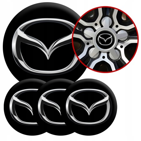 4 Emblematy Dekielki na Felgi Kołpaki Koła MAZDA KOMPLET TOP 60mm