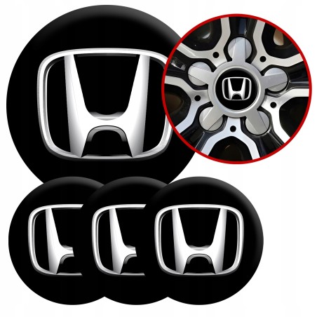 4 Emblematy Dekielki na Felgi Kołpaki Koła HONDA KOMPLET TOP 53mm
