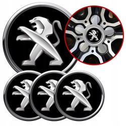 4 Emblematy Dekielki na Felgi Kołpaki Koła PEUGEOT KOMPLET TOP 60mm