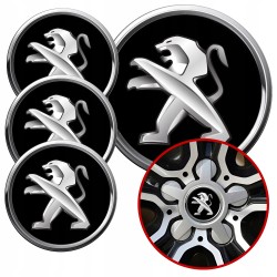 4 Emblematy Dekielki na Felgi Kołpaki Koła PEUGEOT KOMPLET TOP 60mm
