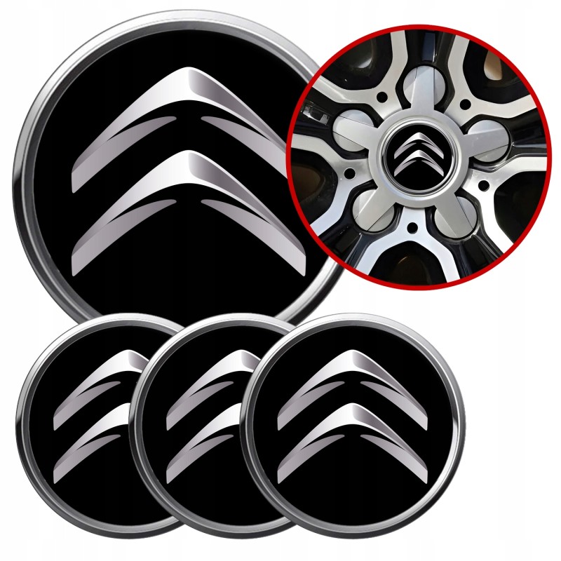 4 Emblematy Dekielki na Felgi Kołpaki Koła CITROEN KOMPLET TOP 60mm